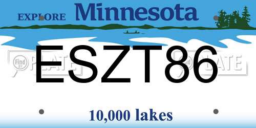 ESZT86 Minnesota License Plate
