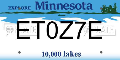 ET0Z7E Minnesota License Plate