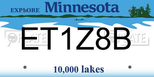 ET1Z8B Minnesota License Plate