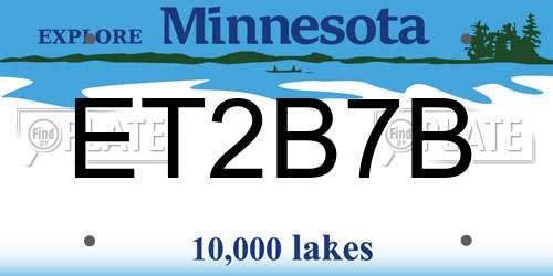 ET2B7B Minnesota License Plate