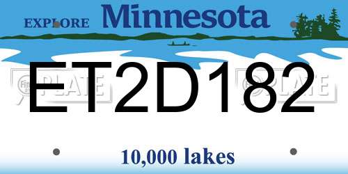 ET2D182 Minnesota License Plate