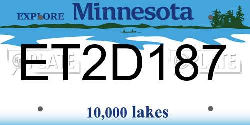ET2D187 Minnesota License Plate