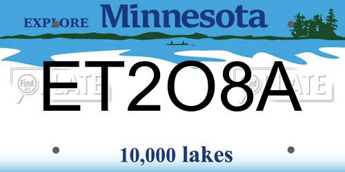 ET2O8A Minnesota License Plate