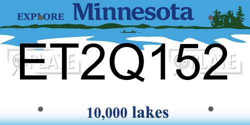 ET2Q152 Minnesota License Plate