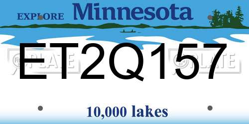 ET2Q157 Minnesota License Plate