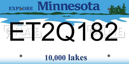 ET2Q182 Minnesota License Plate