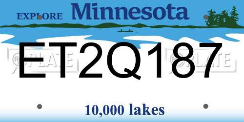 ET2Q187 Minnesota License Plate