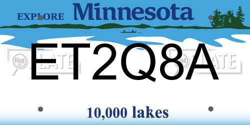 ET2Q8A Minnesota License Plate