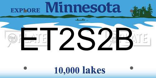 ET2S2B Minnesota License Plate