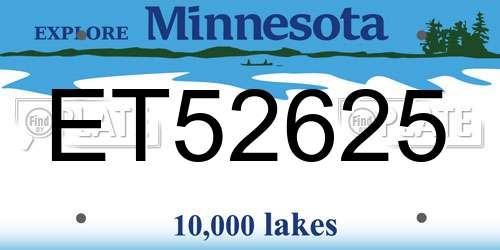 ET52625 Minnesota License Plate