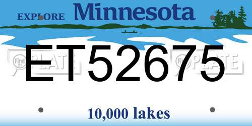 ET52675 Minnesota License Plate