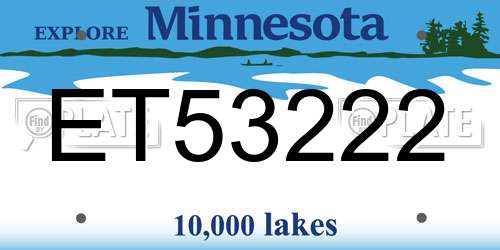 ET53222 Minnesota License Plate