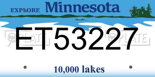 ET53227 Minnesota License Plate
