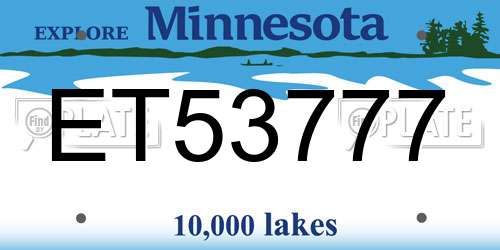 ET53777 Minnesota License Plate