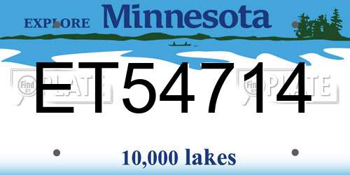ET54714 Minnesota License Plate