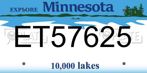 ET57625 Minnesota License Plate