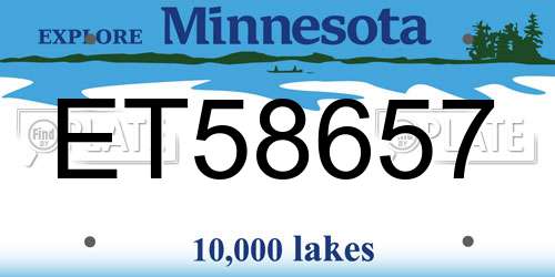 ET58657 Minnesota License Plate