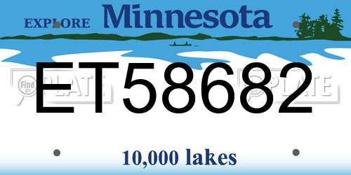 ET58682 Minnesota License Plate