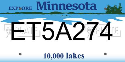 ET5A274 Minnesota License Plate