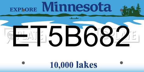 ET5B682 Minnesota License Plate