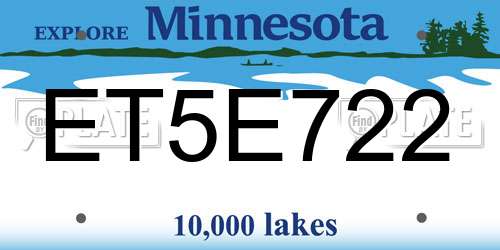 ET5E722 Minnesota License Plate