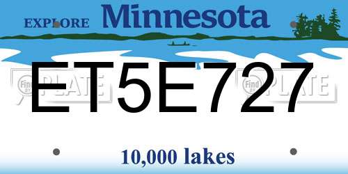 ET5E727 Minnesota License Plate