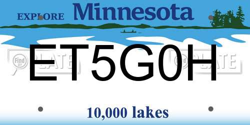 ET5G0H Minnesota License Plate