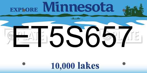 ET5S657 Minnesota License Plate