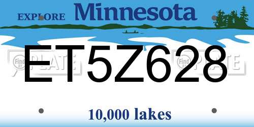 ET5Z628 Minnesota License Plate