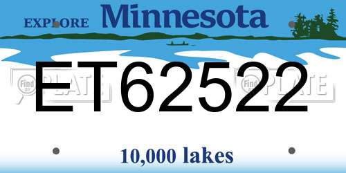 ET62522 Minnesota License Plate