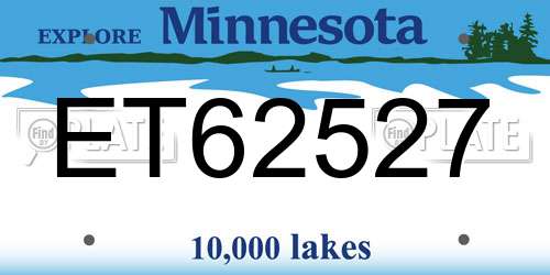 ET62527 Minnesota License Plate