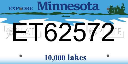 ET62572 Minnesota License Plate