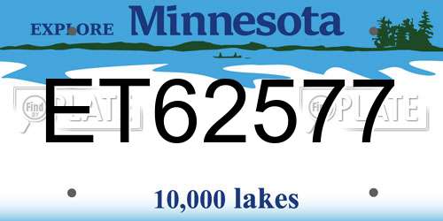 ET62577 Minnesota License Plate
