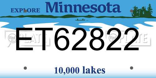 ET62822 Minnesota License Plate