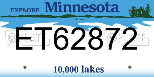 ET62872 Minnesota License Plate