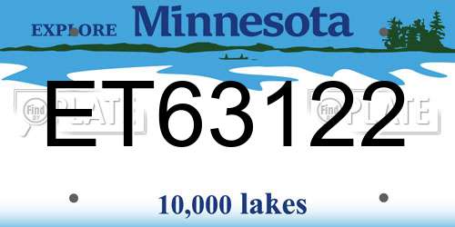 ET63122 Minnesota License Plate