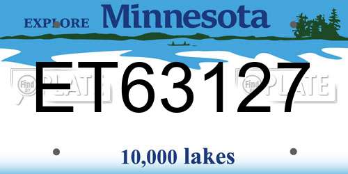 ET63127 Minnesota License Plate