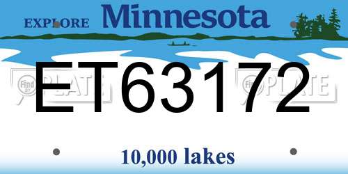 ET63172 Minnesota License Plate