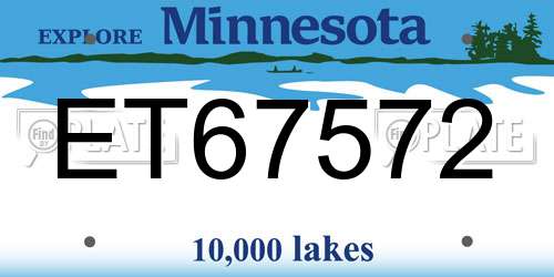 ET67572 Minnesota License Plate