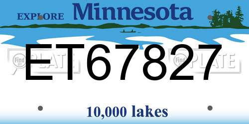 ET67827 Minnesota License Plate