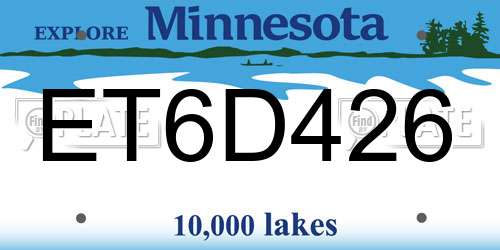 ET6D426 Minnesota License Plate