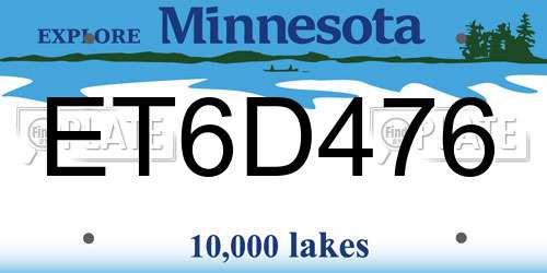 ET6D476 Minnesota License Plate