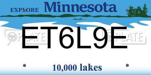 ET6L9E Minnesota License Plate