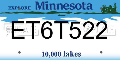 ET6T522 Minnesota License Plate