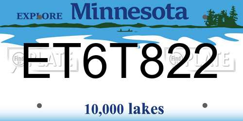 ET6T822 Minnesota License Plate