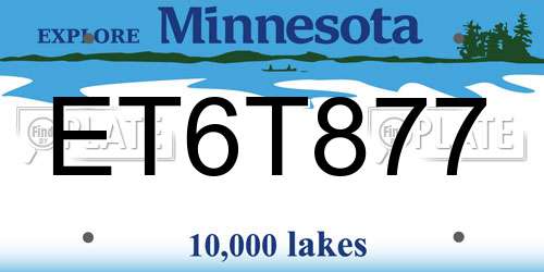 ET6T877 Minnesota License Plate