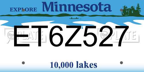 ET6Z527 Minnesota License Plate