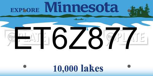 ET6Z877 Minnesota License Plate