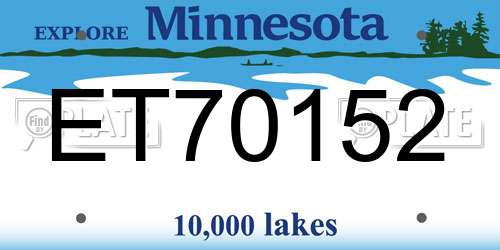 ET70152 Minnesota License Plate