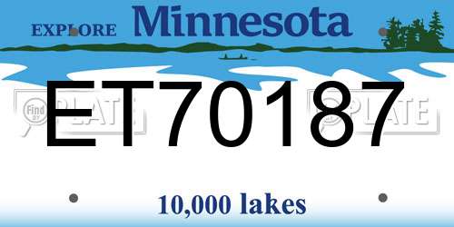 ET70187 Minnesota License Plate